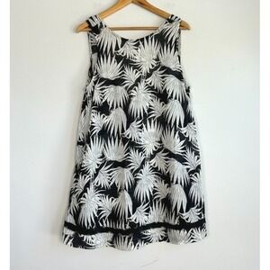 Rachel Zoe Linen Blend Palm Print Dress M Resort Vacation Beach Travel Cruise
